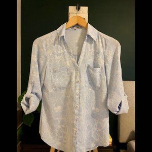 Express Blue and White Patterned Portfolio Shirt